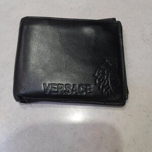 Men's Versace Used Black Leather Wallet